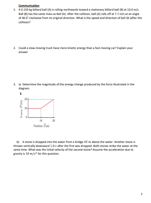 on the ball by the wall? 2. A ball of mass 0.075