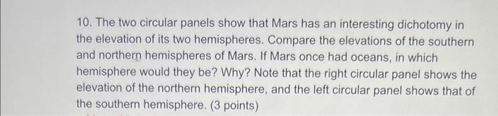 the southern and northern hemispheres of Mars. If Mars once had oceans,