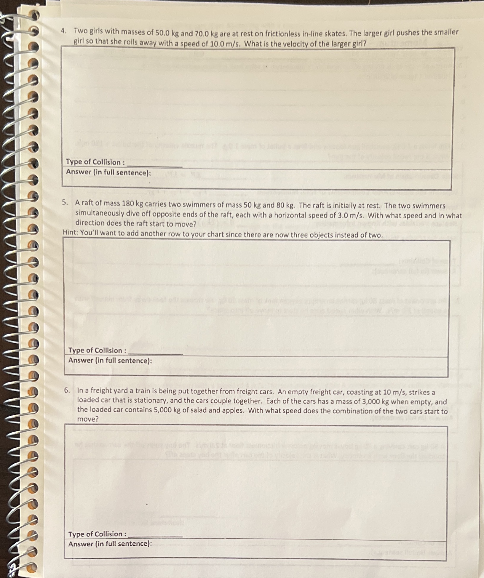 I need help with these problems. Two girls with masses of 50.0