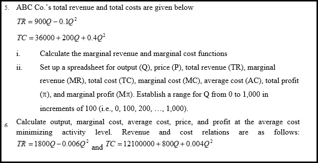 Please answer question in the picture. 5. ABC Co.'s total revenue and