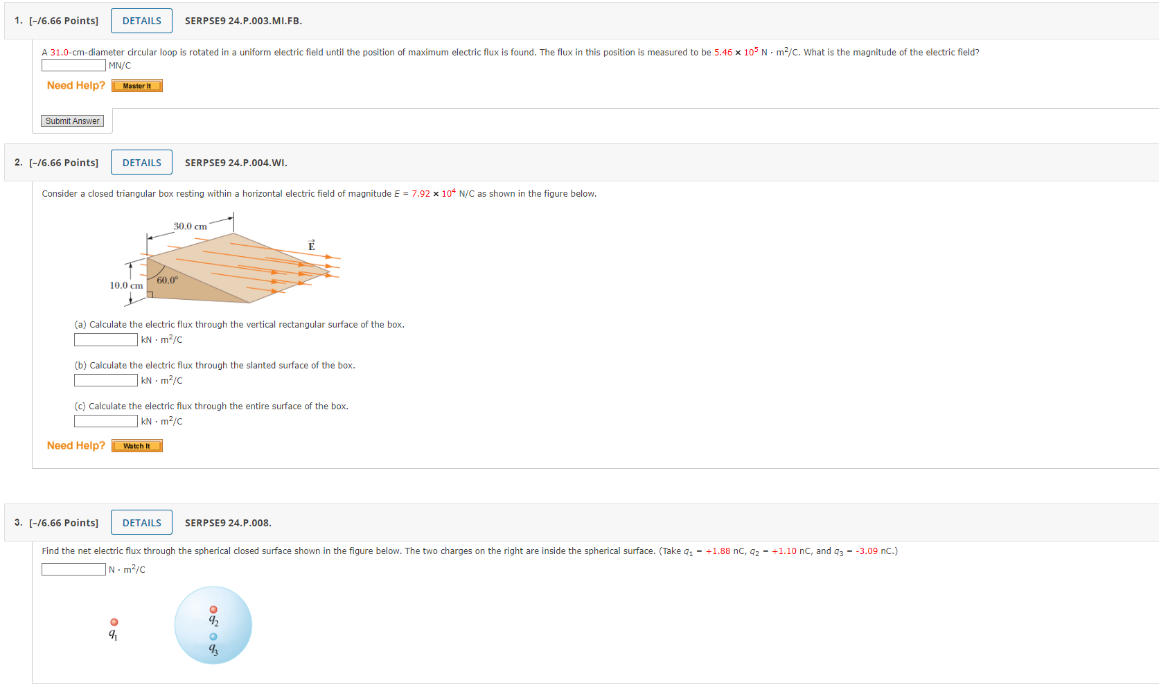  1. [-/6.66 Points] DETAILS SERPSE9 24.P.00 A 31.0-cm-diameter circular loop is