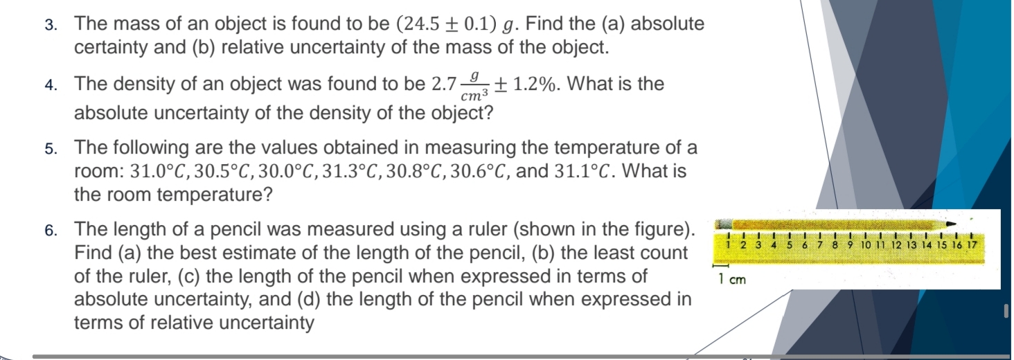 UNCERTAINTY AND ERROR ANALYSISAnswer the following problem (5 to 8 only). Show