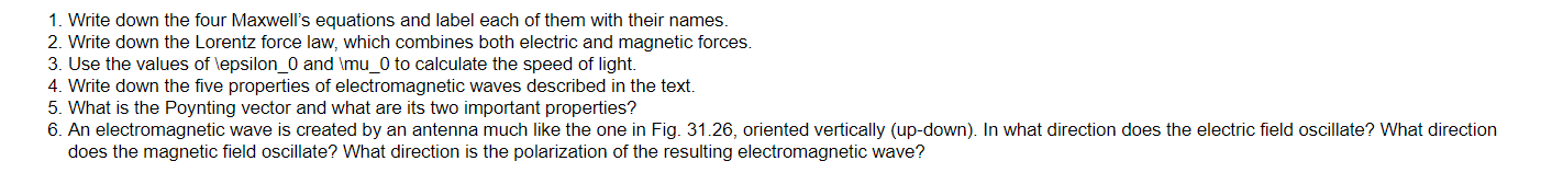 Figure 31.26 is attached for question 6 1. Write down the four