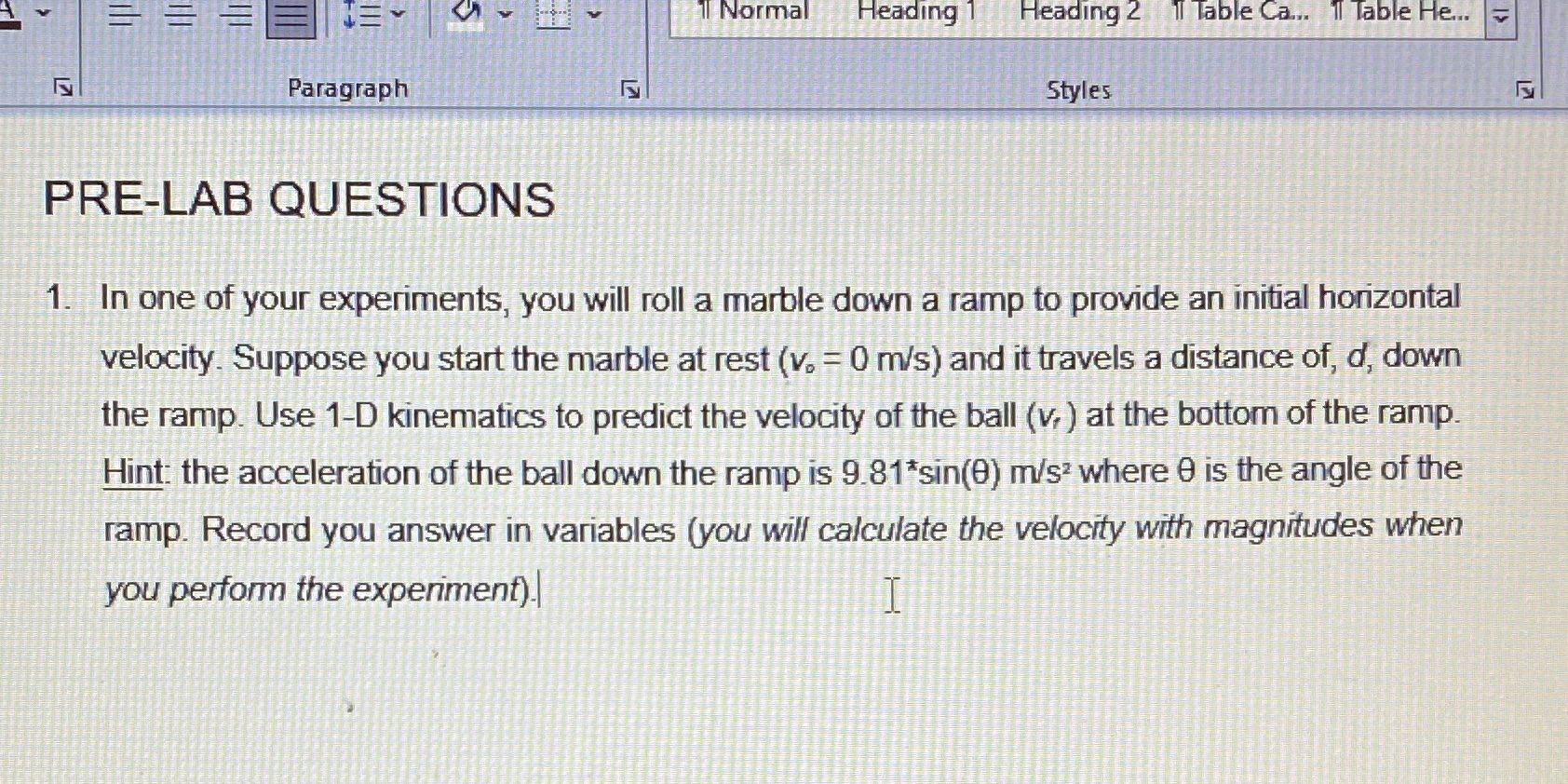  = ll Normal Heading 1 / Heading 2 1/ Table Ca...