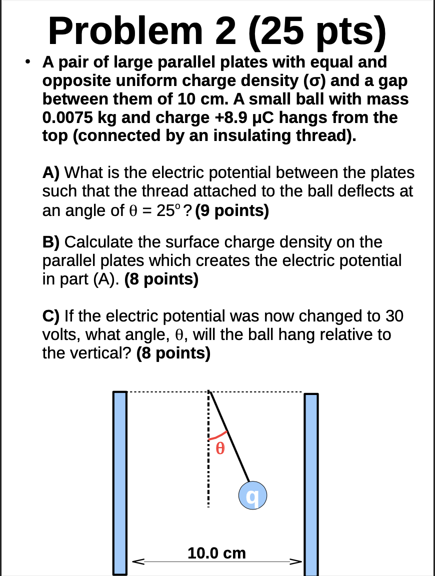  Problem 2 (25 pts) - A pair of large parallel plates