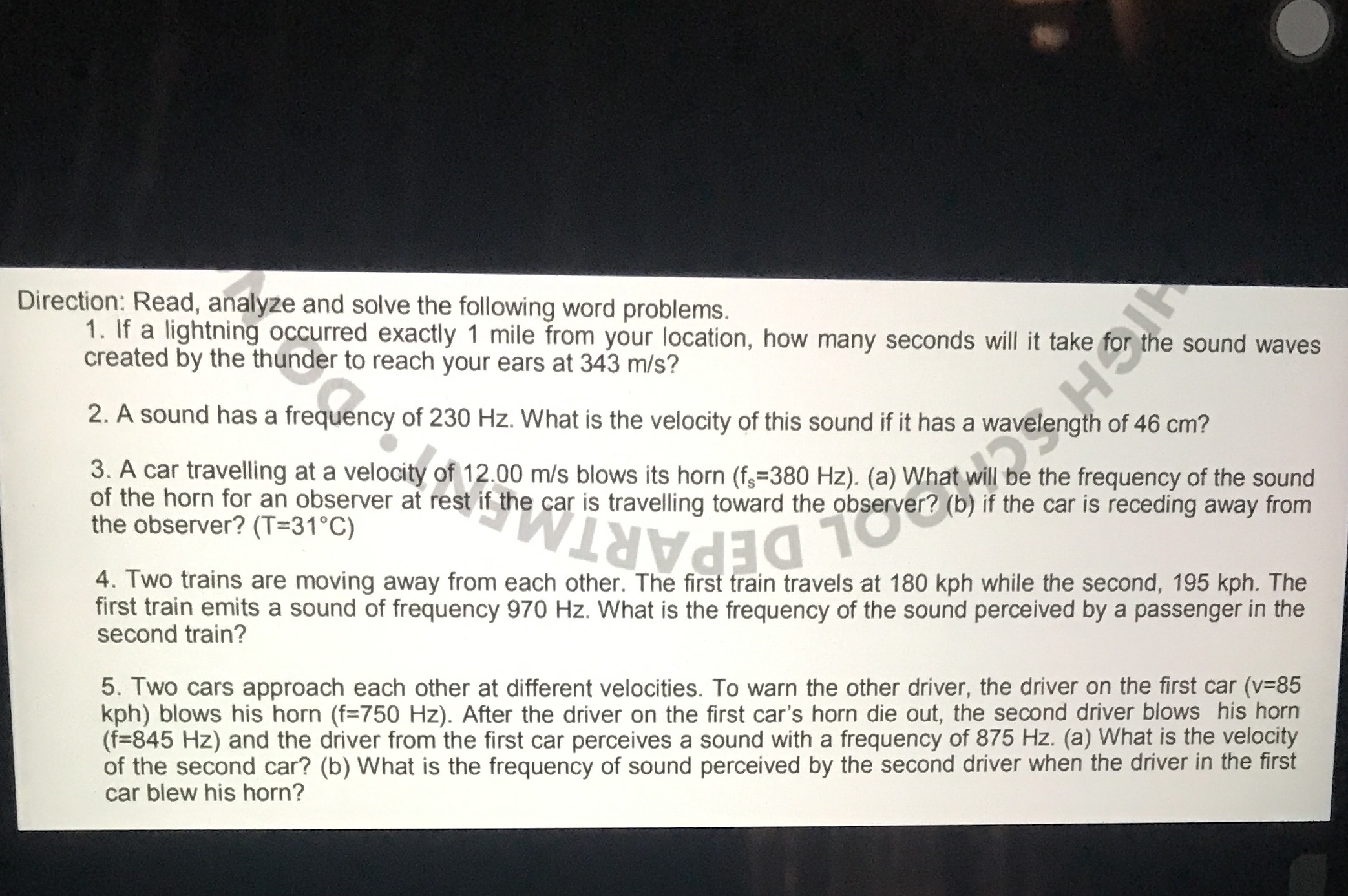  Direction: Read, analyze and solve the following word problems. 1. If