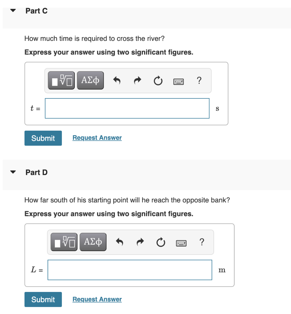 Submit Request Answer Part D How far south of his starting point