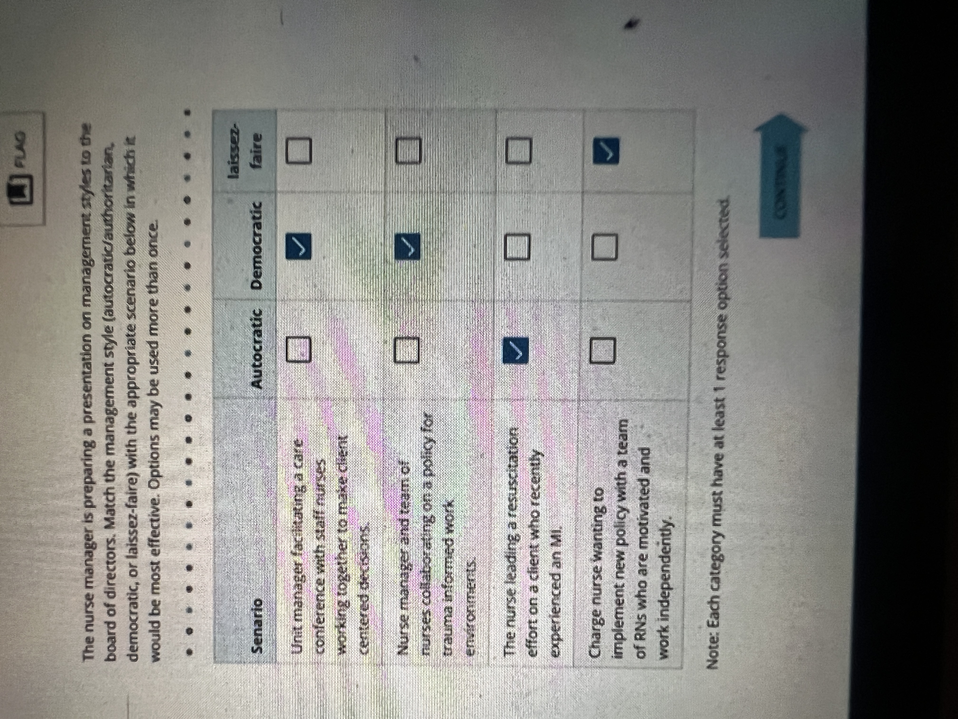 to the board of directors. Match the management style (autocratic/authoritarian, democratic, or