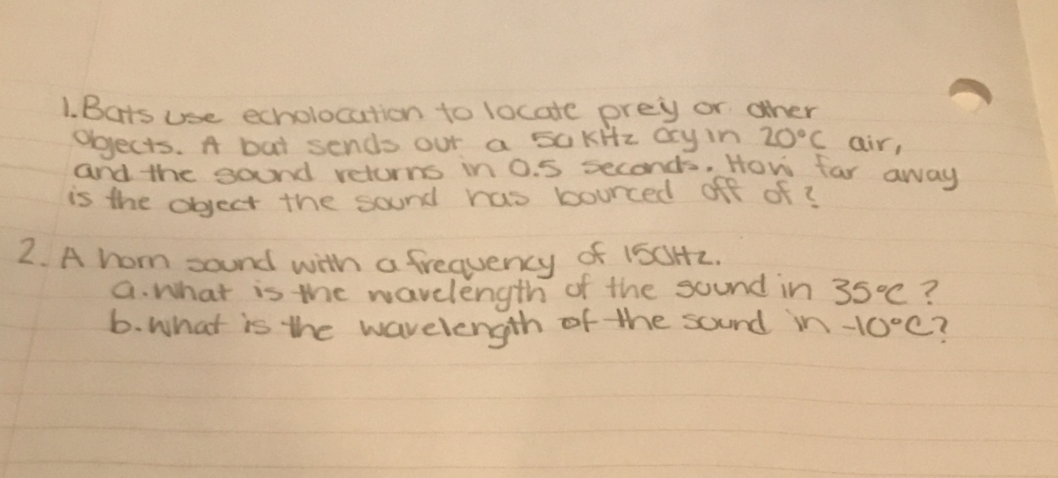  1. Bats use echolocation to locate prey or other agjects. A