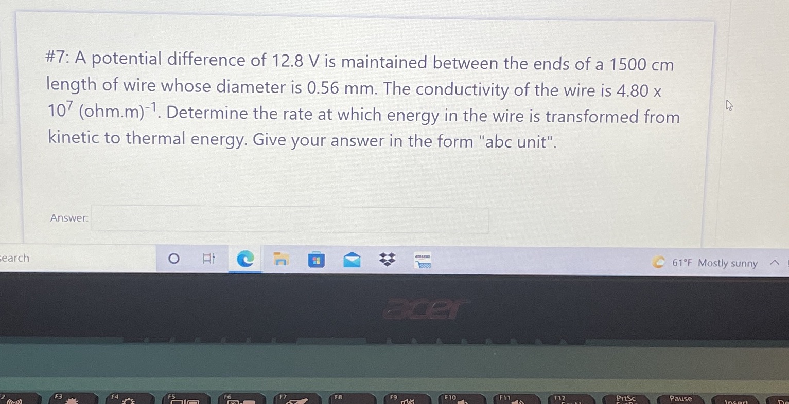 #7: A potential difference of 12.8 V is maintained between the
