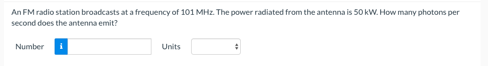 An FM radio station broadcasts at a frequency of 101 MHZ. The