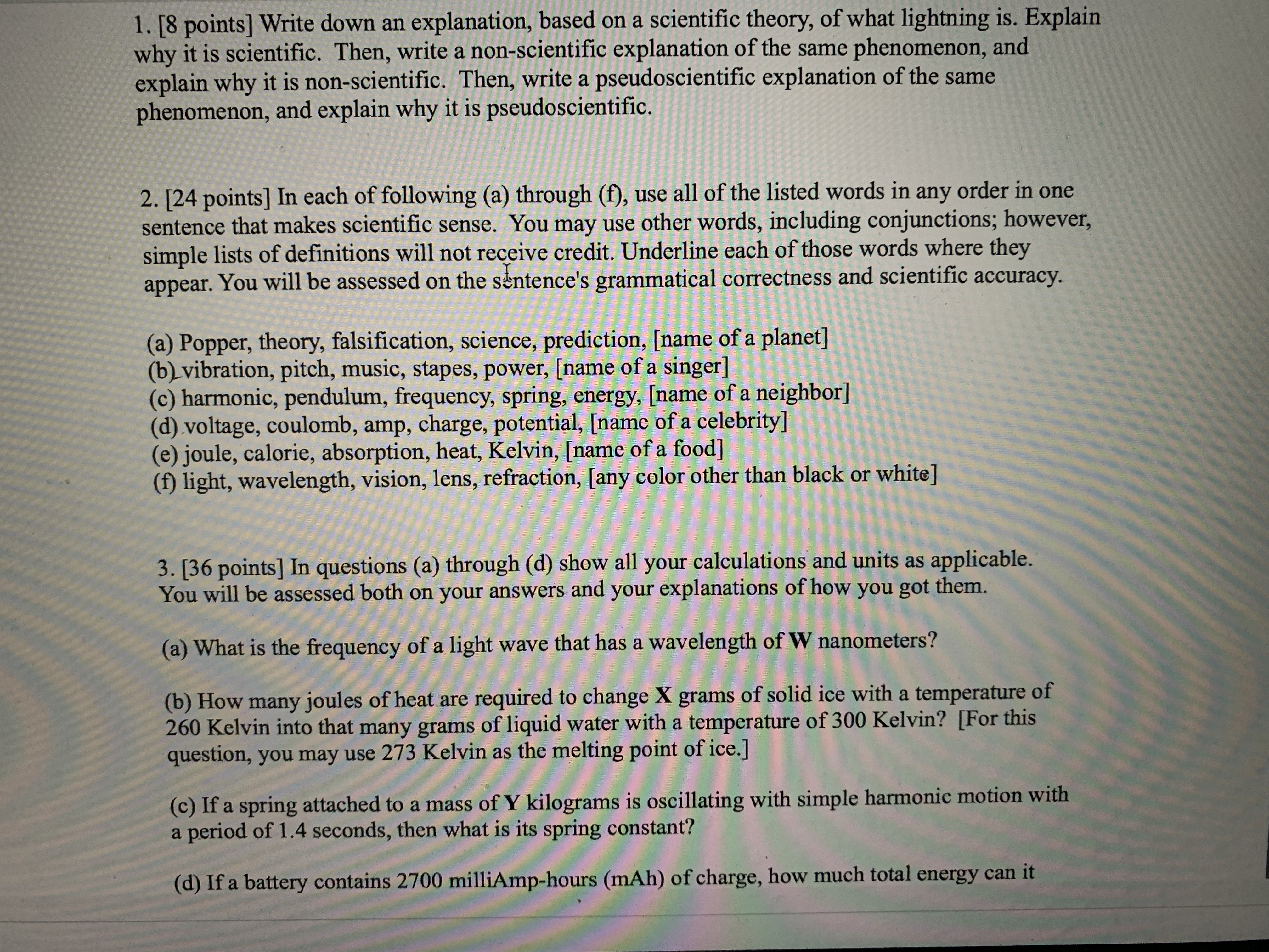 Can you help me to answer? 1. [8 points] Write down an