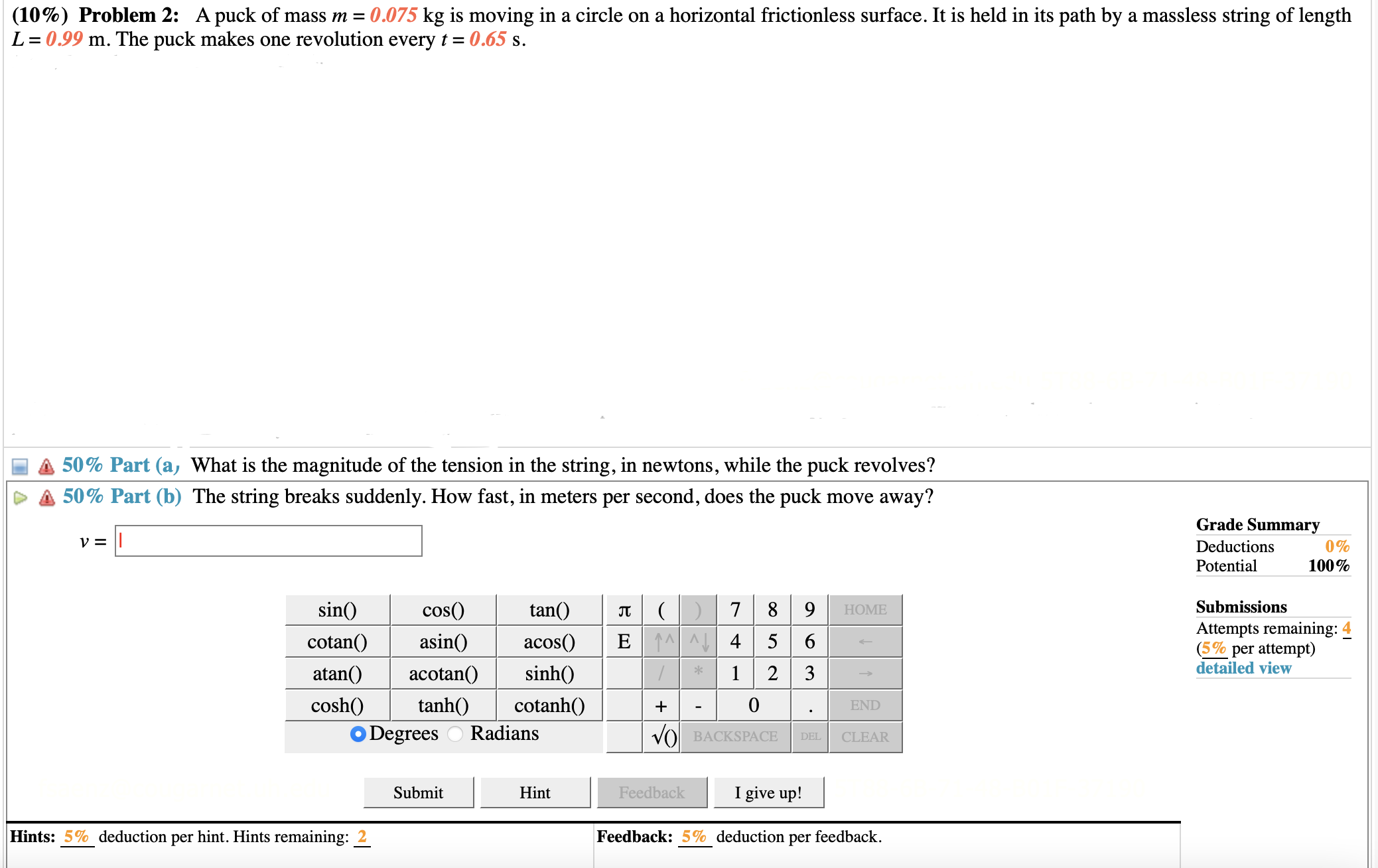 gravitational force F in terms of M, R, the gravitational constant G,
