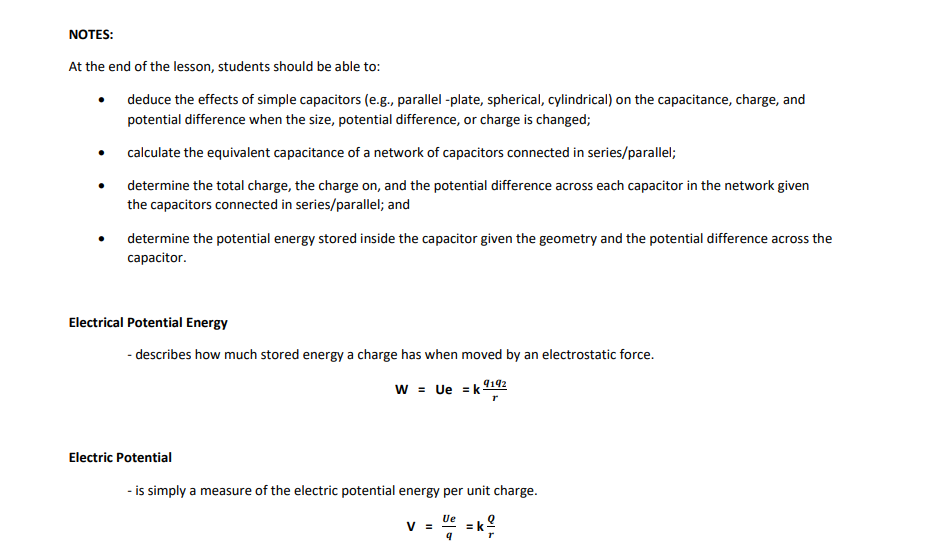 the notes I have provided. You may use the Internet to provide
