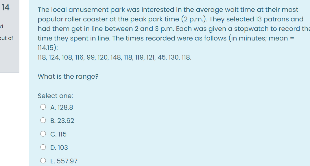 the following results (mean = 71.5): d 74, 73, 77, 77, 71,