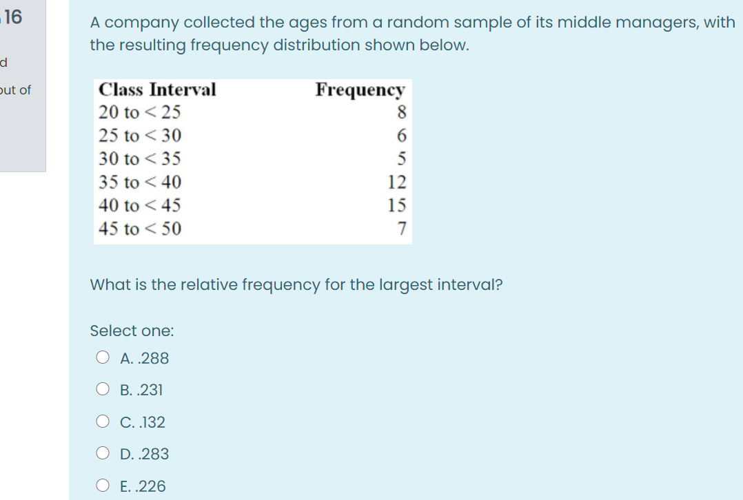 55.56% O D. 93.17% O E. 68.26%14 The local amusement park was