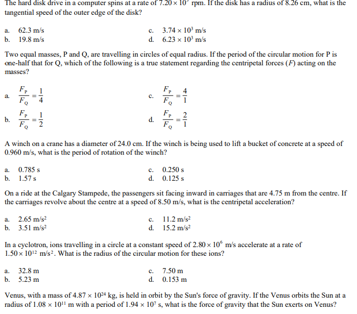 of 12] x 111' rpm. If the disk has a radius of