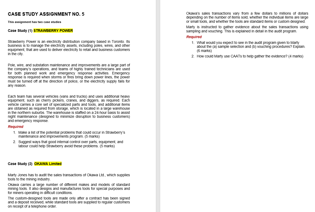 Case Study (1] STRAWBERRY POWER Strawberry Power is an electricity distribution company