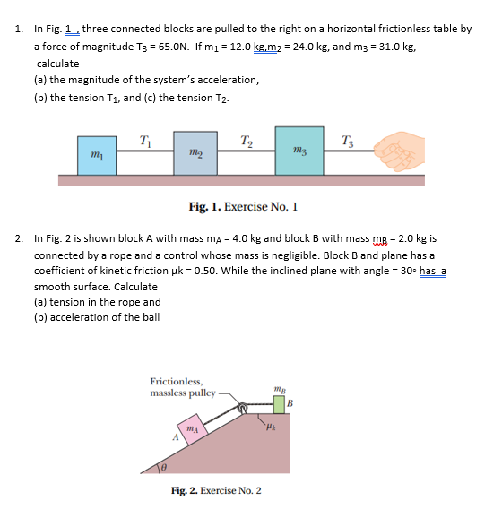  1. In Fig. 1 , three connected blocks are pulled to