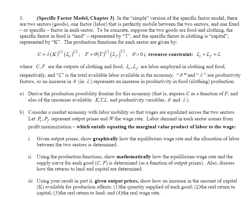 3. (Specific Factor Model, Chapter 3) In the "simple" version of