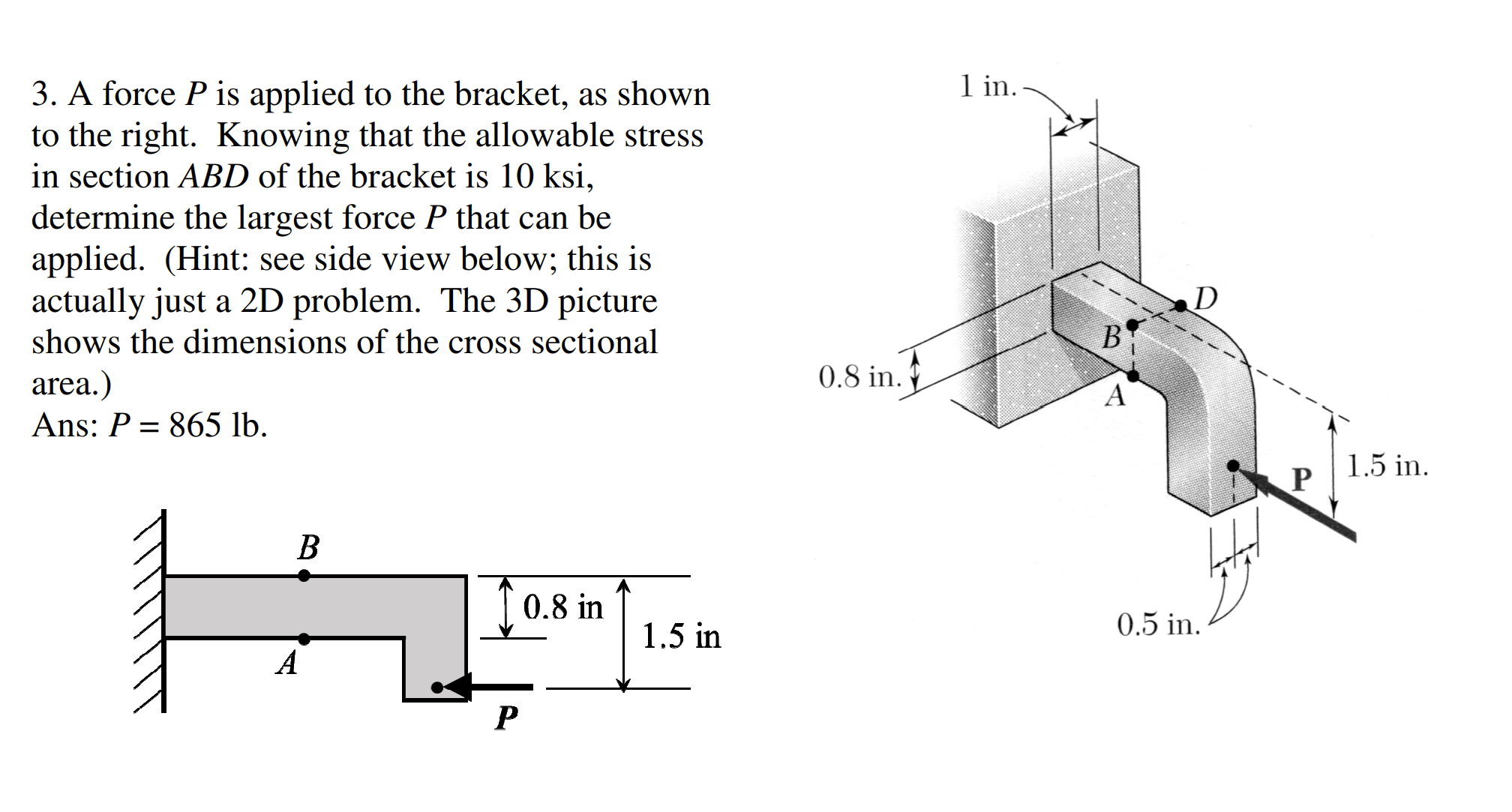 Getting lost in my math 3. A force P is applied to