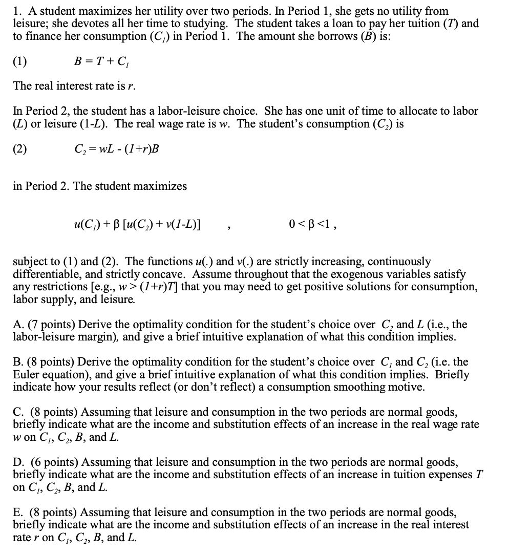 Please answer this question, thank you so much! 1. A student maximizes