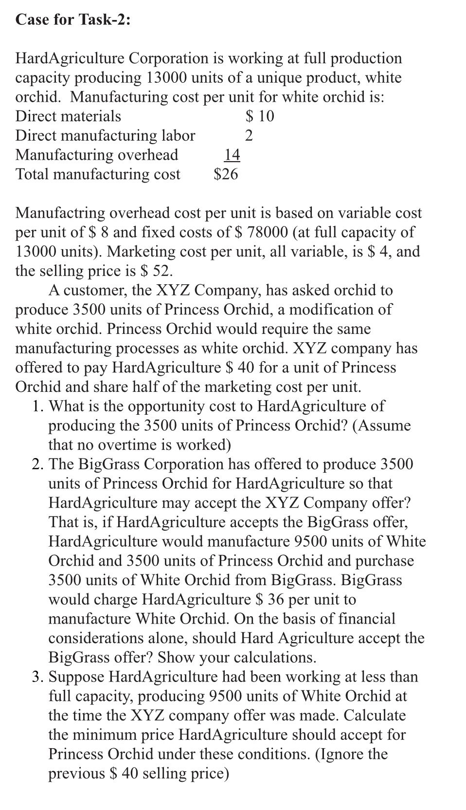 How to answer all the tasks 1 , 2 and 3 of