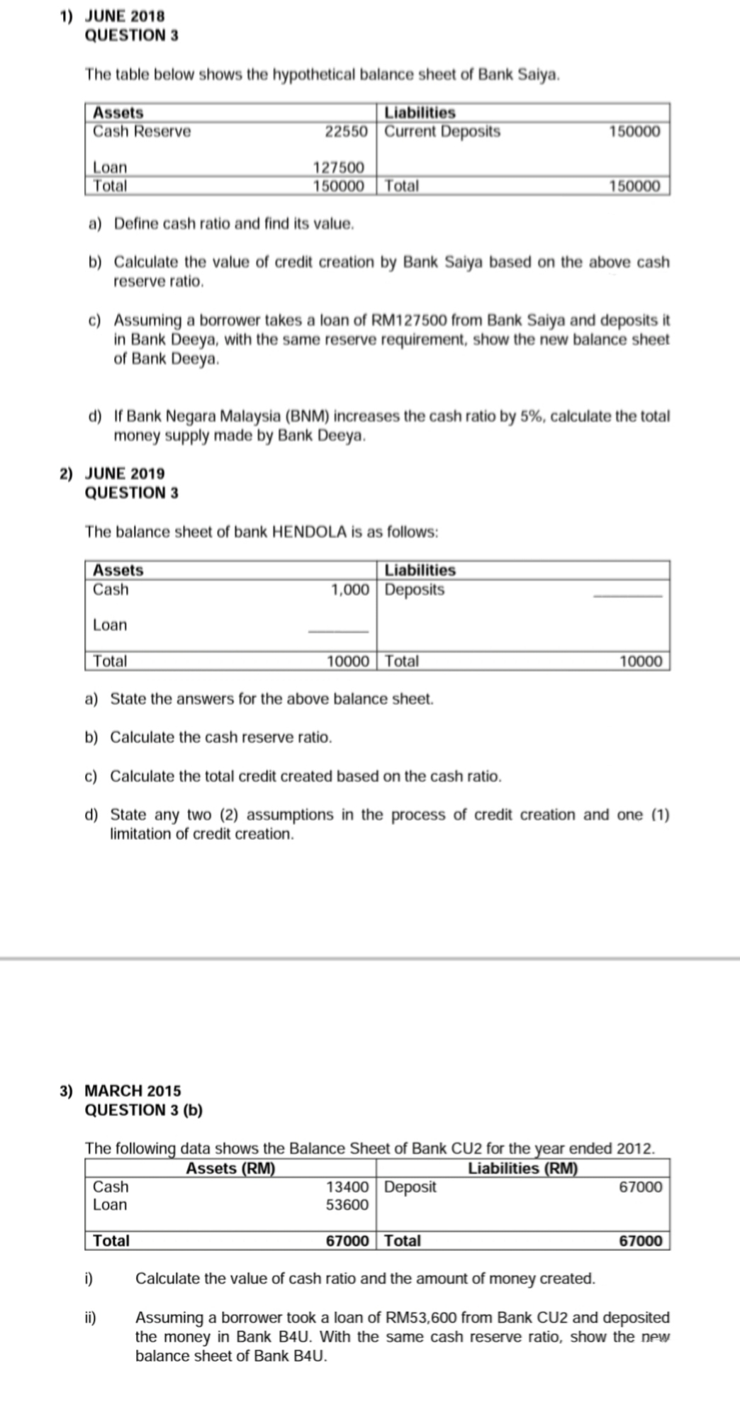please help me to solve this question 1) JUNE 2018 QUESTION 3
