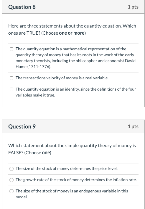 pleas answer both Question 8 1 pts Here are three statements about