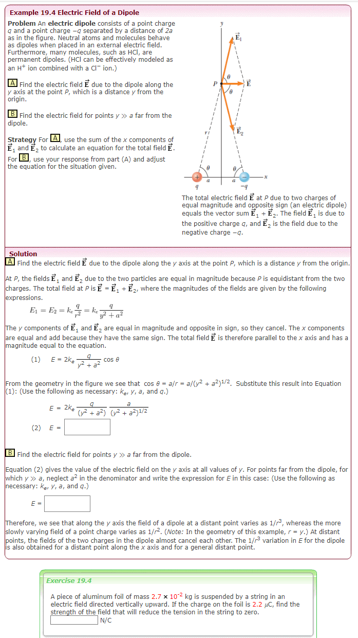 consists of a point charge 7 and a point charge -q separated