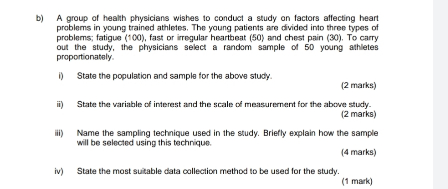 population, variable of interest, sampling technique used and most suitable data collection