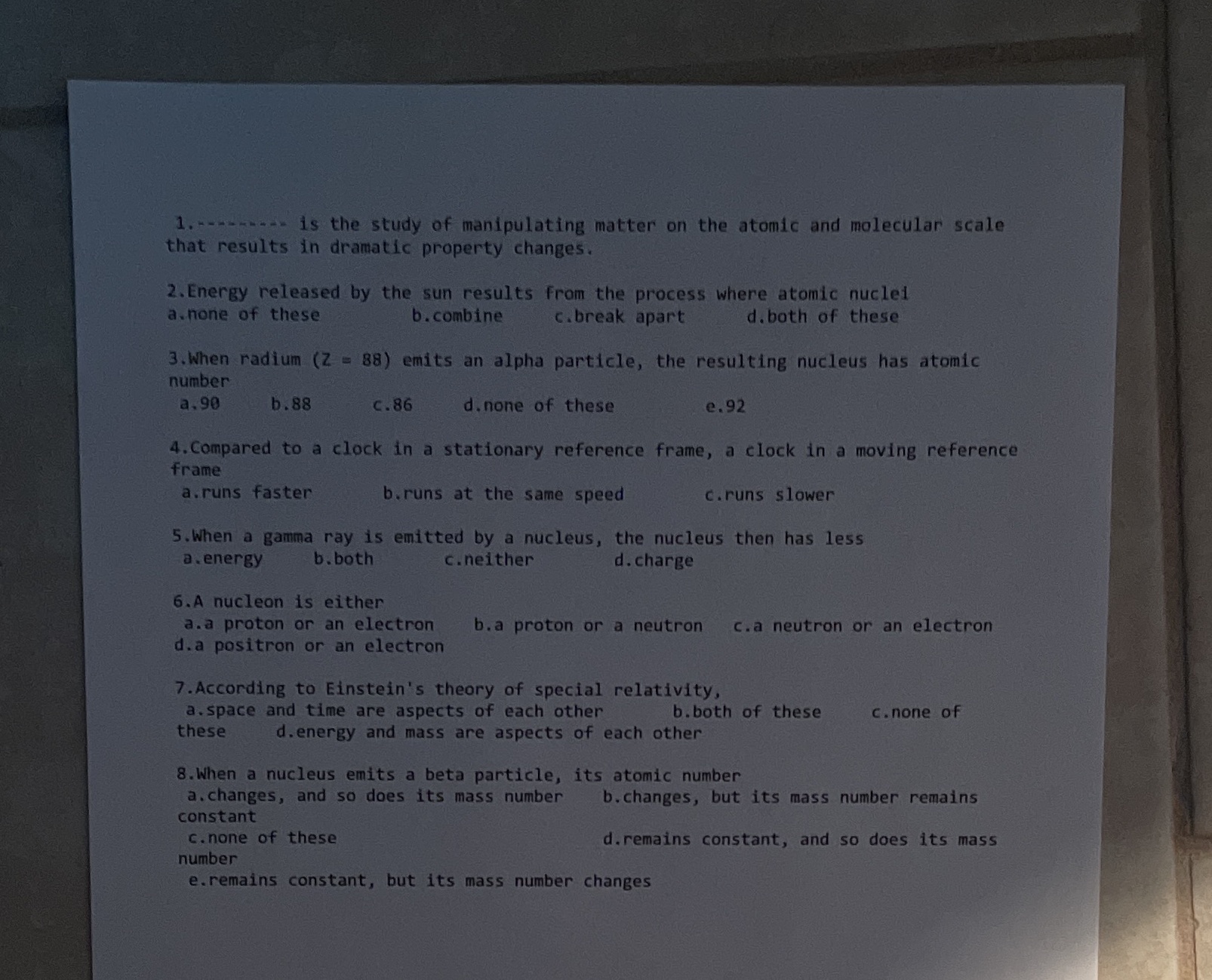 Mod 8 test Please help 1. - - -- ----. is the