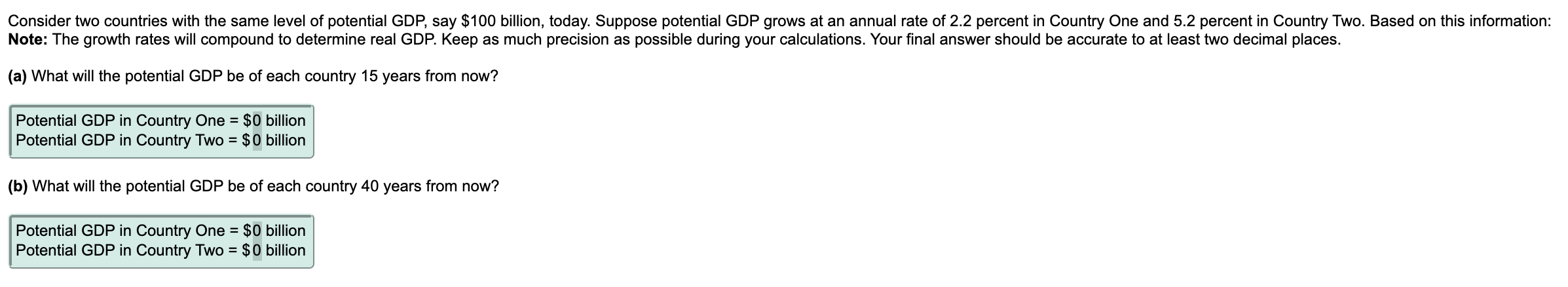 lab 10, question 2 Consider two countries with the same level of
