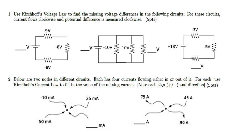 -5V V AMA -6V 2. Below are two nodes in different circuits.