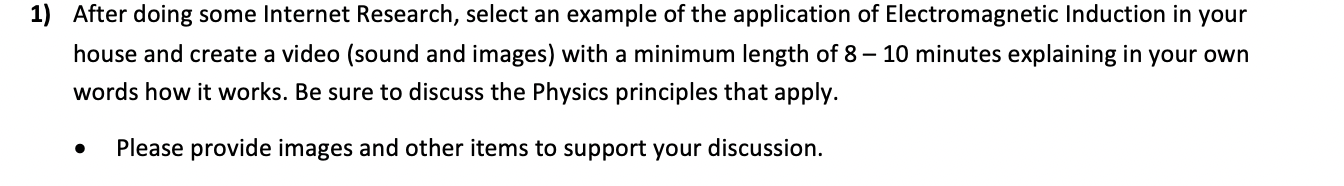 application of Electromagnetic Induction in your house and create a video (sound