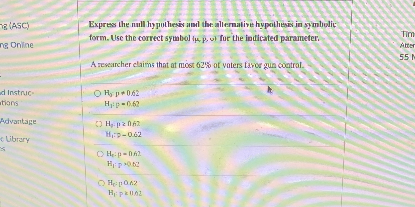 symbolic form. Use the correct symbol (ut, p, a) for the indicated