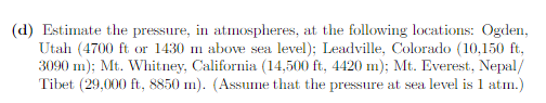 find an expression for dP/de, the variation of pressure with altitude, in