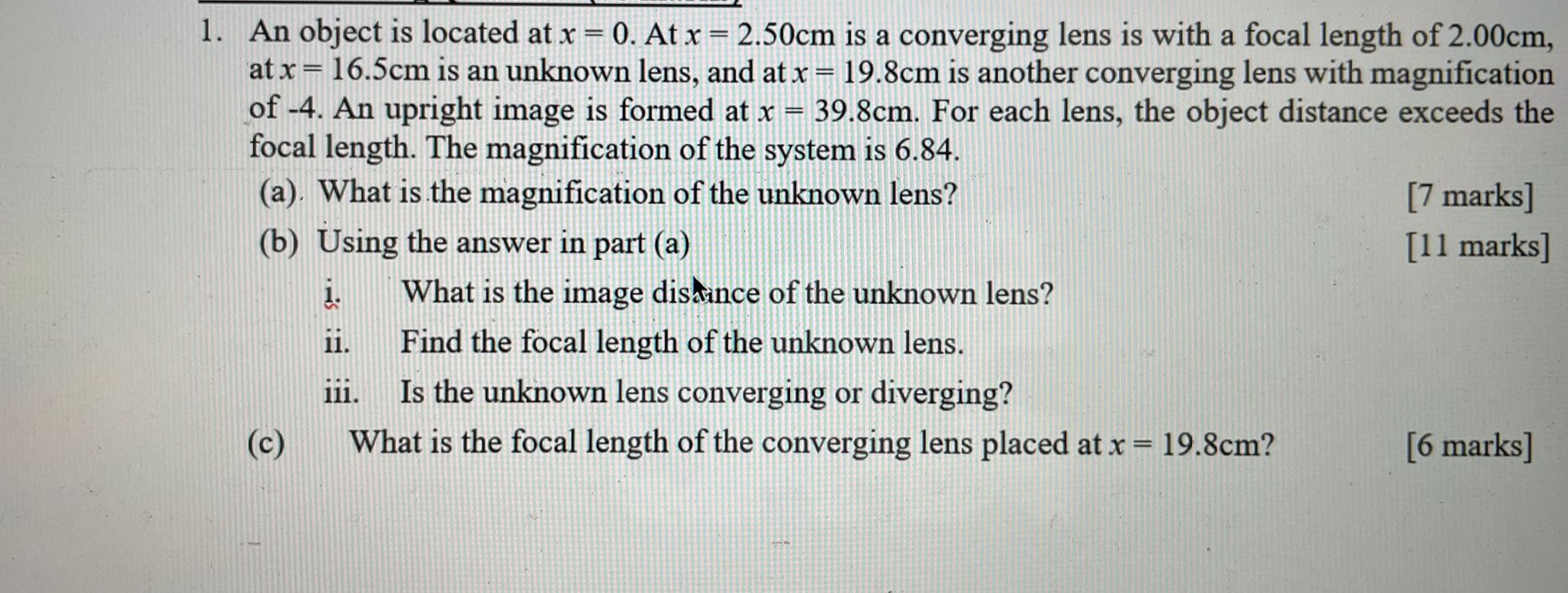  1. An object is located at x - 0. At x