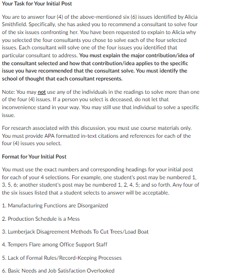 questions posed using this week's course materials to support your answers. It