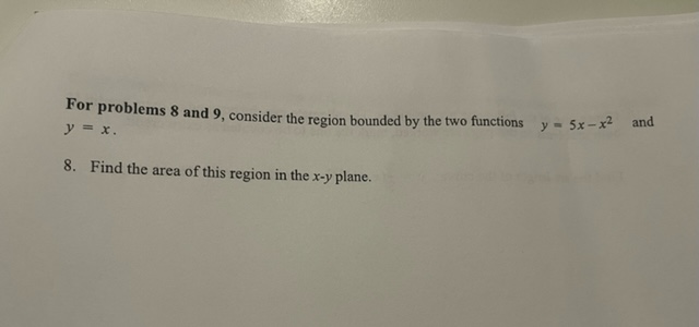 X. 8. Find the area of this region in the x-y plane.9.