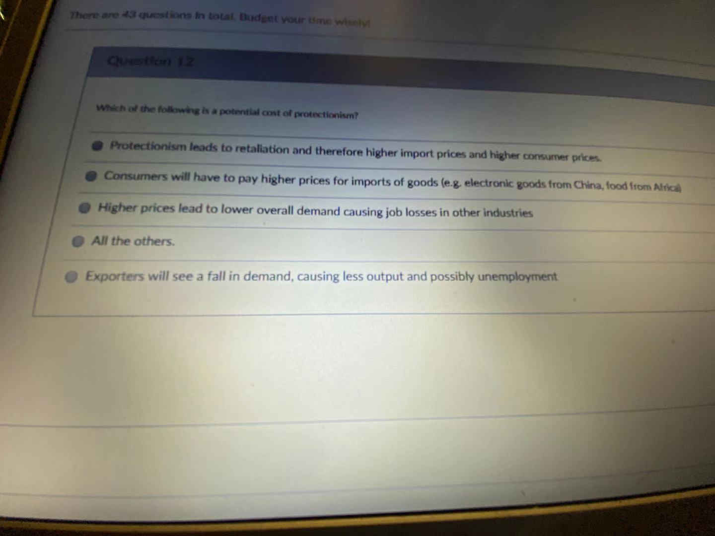 Tariff A. (-2,-2) C. (1, -5) Don't Increase Tariff B. (-5, 1)