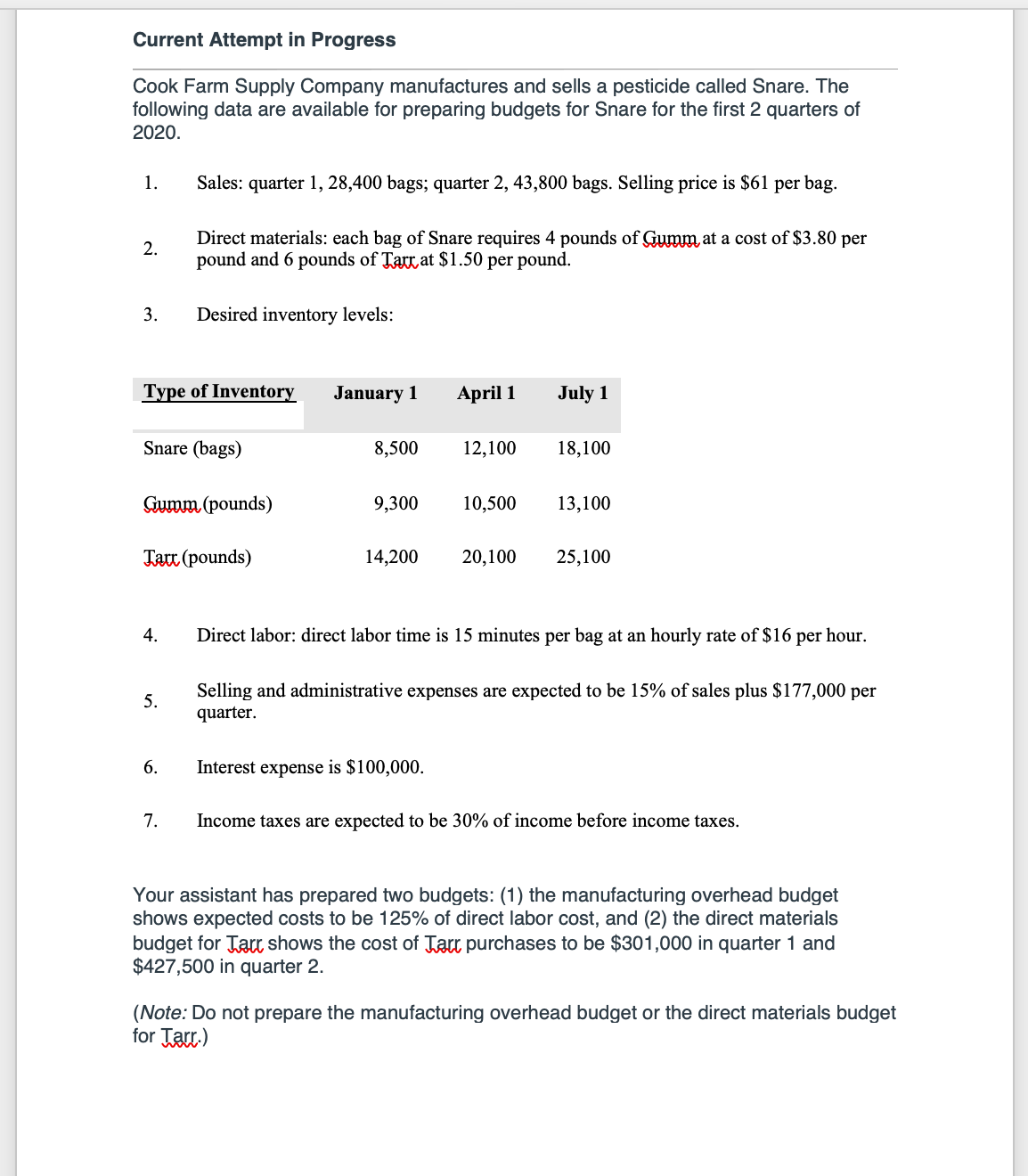 43,800 bags. Selling price is $61 per bag. Direct materials: each bag