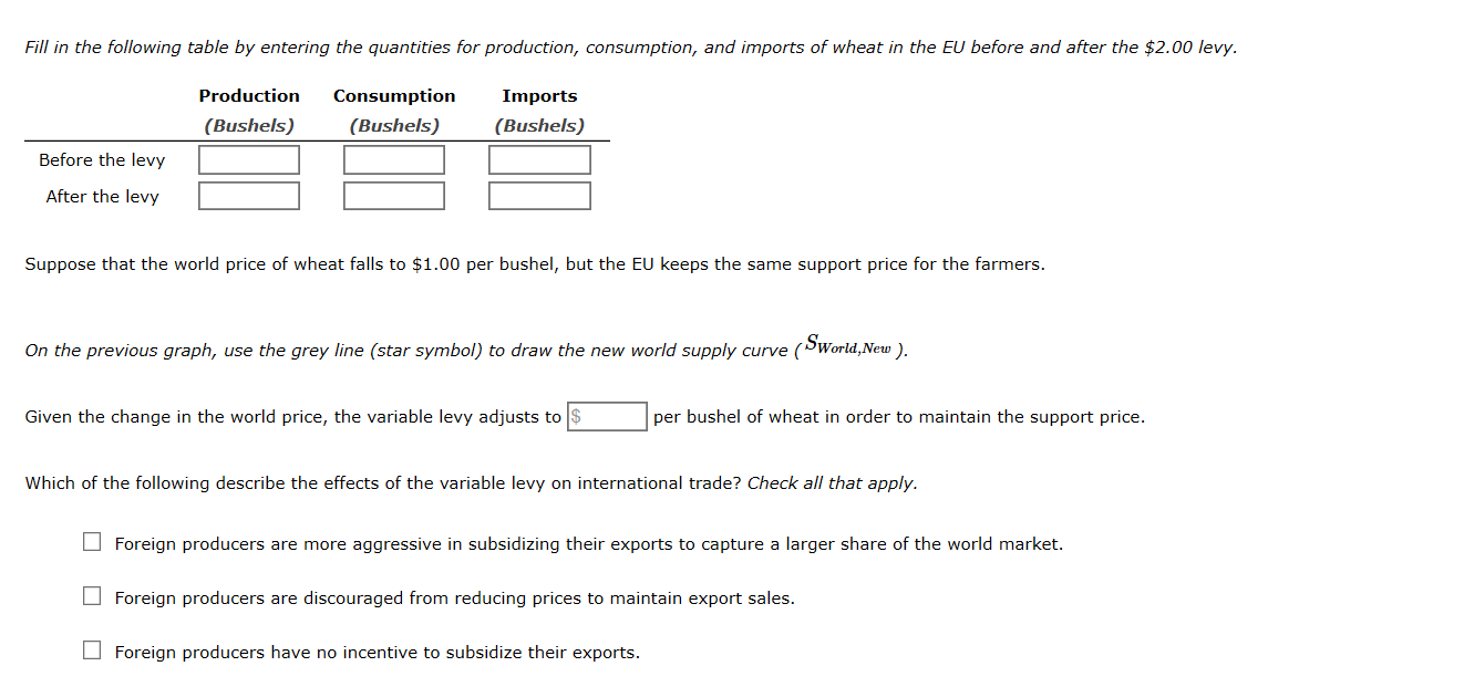 ------------------------------------------ Fill in the following table by entering the quantities for production,