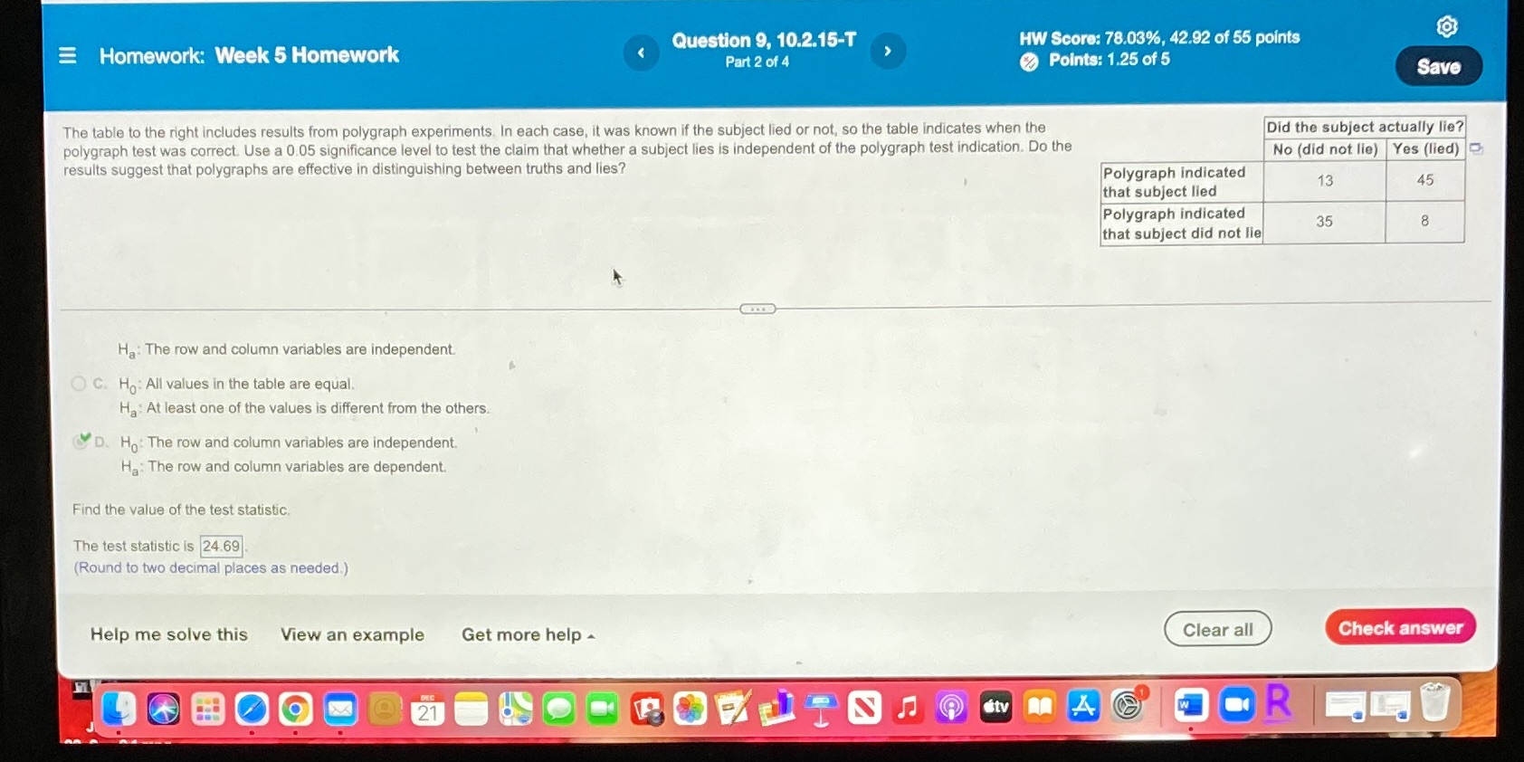Stuck on test statistic Homework: Week 5 Homework Question 9, 10.2.15-T HW