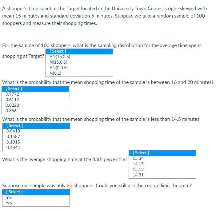 please answer A shopper's time spent at the Target located in the