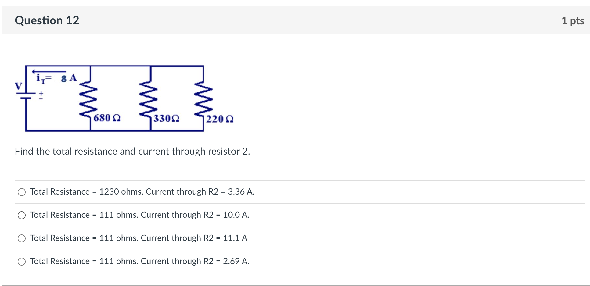 power supply and two resistors in series: R1 = 9.10 ohms, and