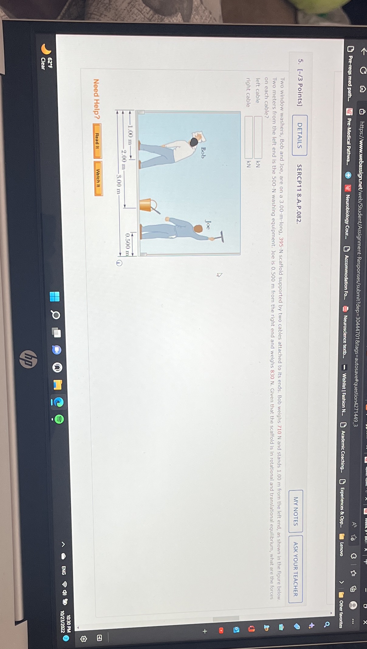  G W @ https://www.webassign.net/web/Student/Assignment-Responses/submit?dep=30444701&tags=autosave#question4271449_3 A Pre-reqs med path.. d Pre-Medical Pathwa.