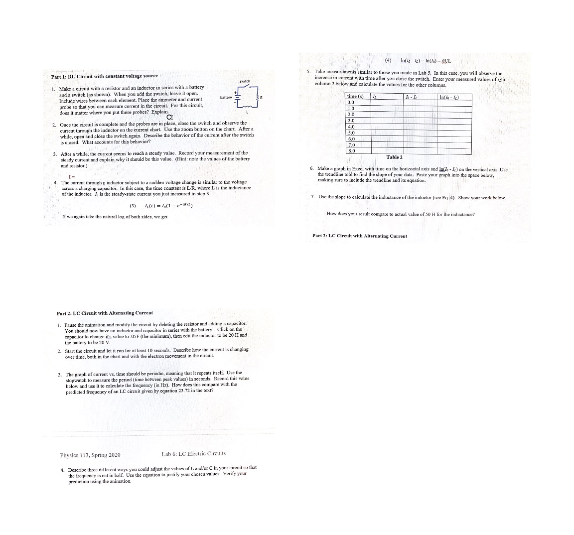 Help with physics lab. Link to stimulation: https://phet.colorado.edu/sims/html/circuit-construction-kit-ac/latest/circuit-construction-kit-ac_en.htmlPicture might be a little