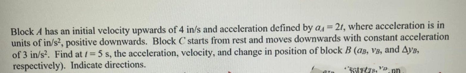 from rest and moves downwards with constant acceleration of 3 in/s2. Find