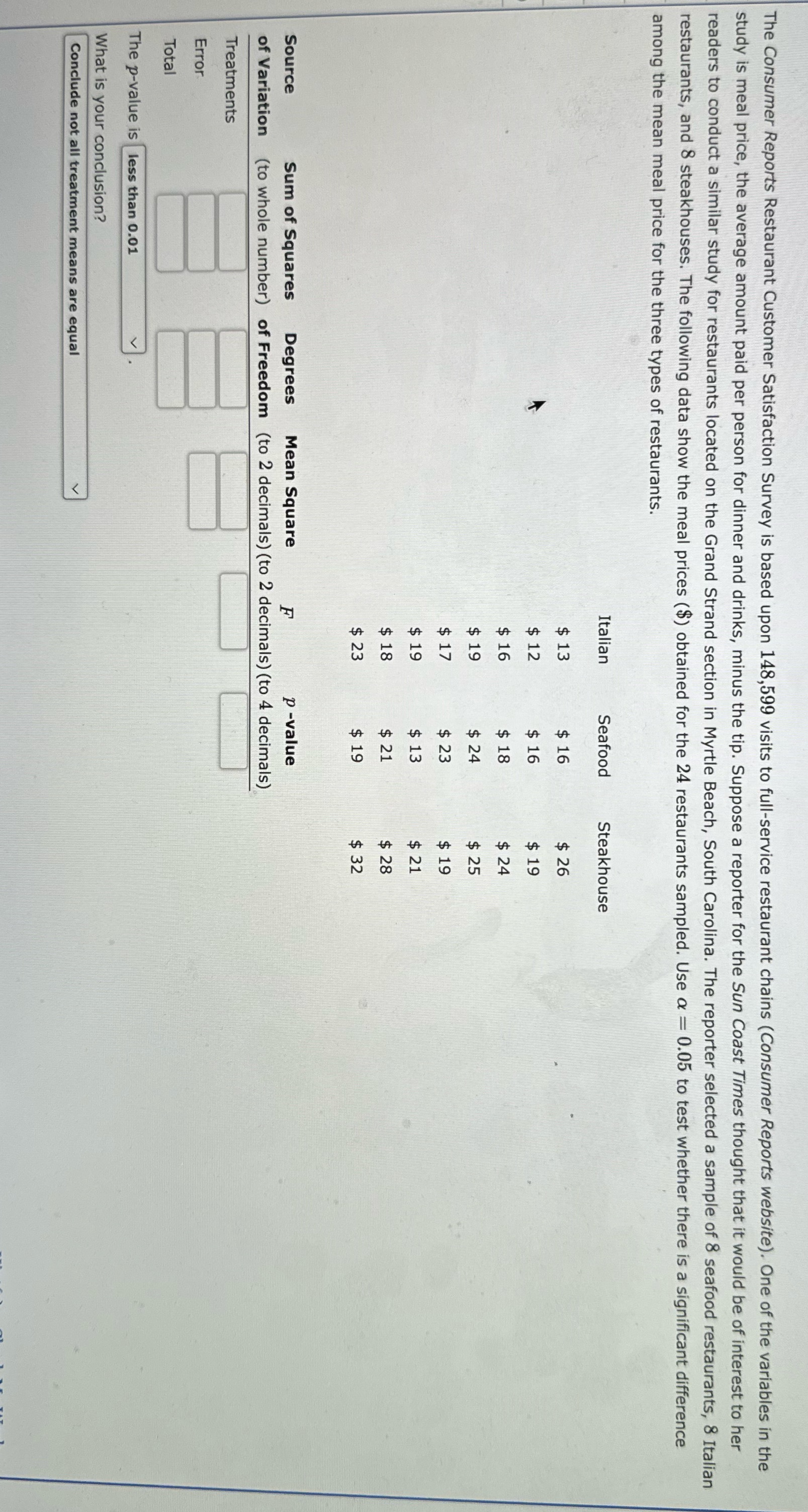  The Consumer Reports Restaurant Customer Satisfaction Survey is based upon 148,599